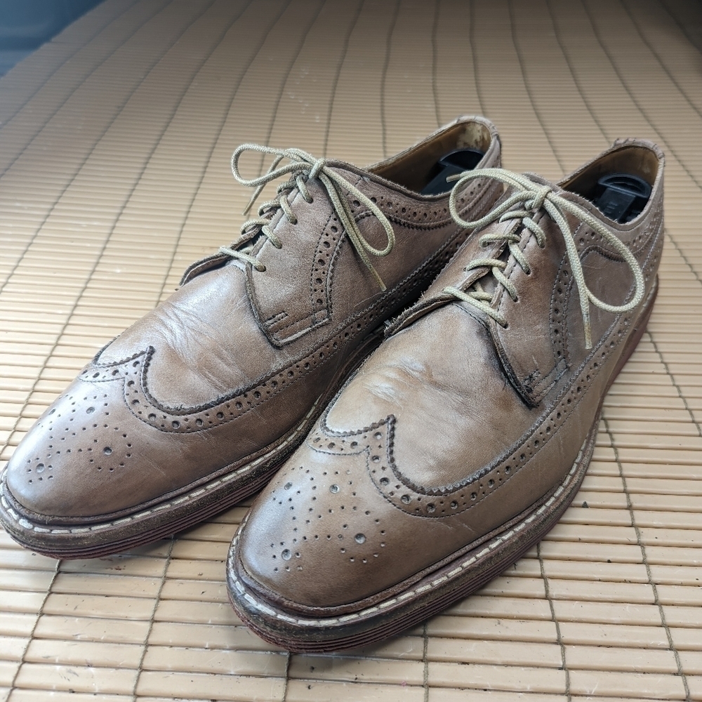 Allen Edmonds "Shannon Drive" Oxford Dress Shoes Longwing Tan Men's Size 11.5 B.